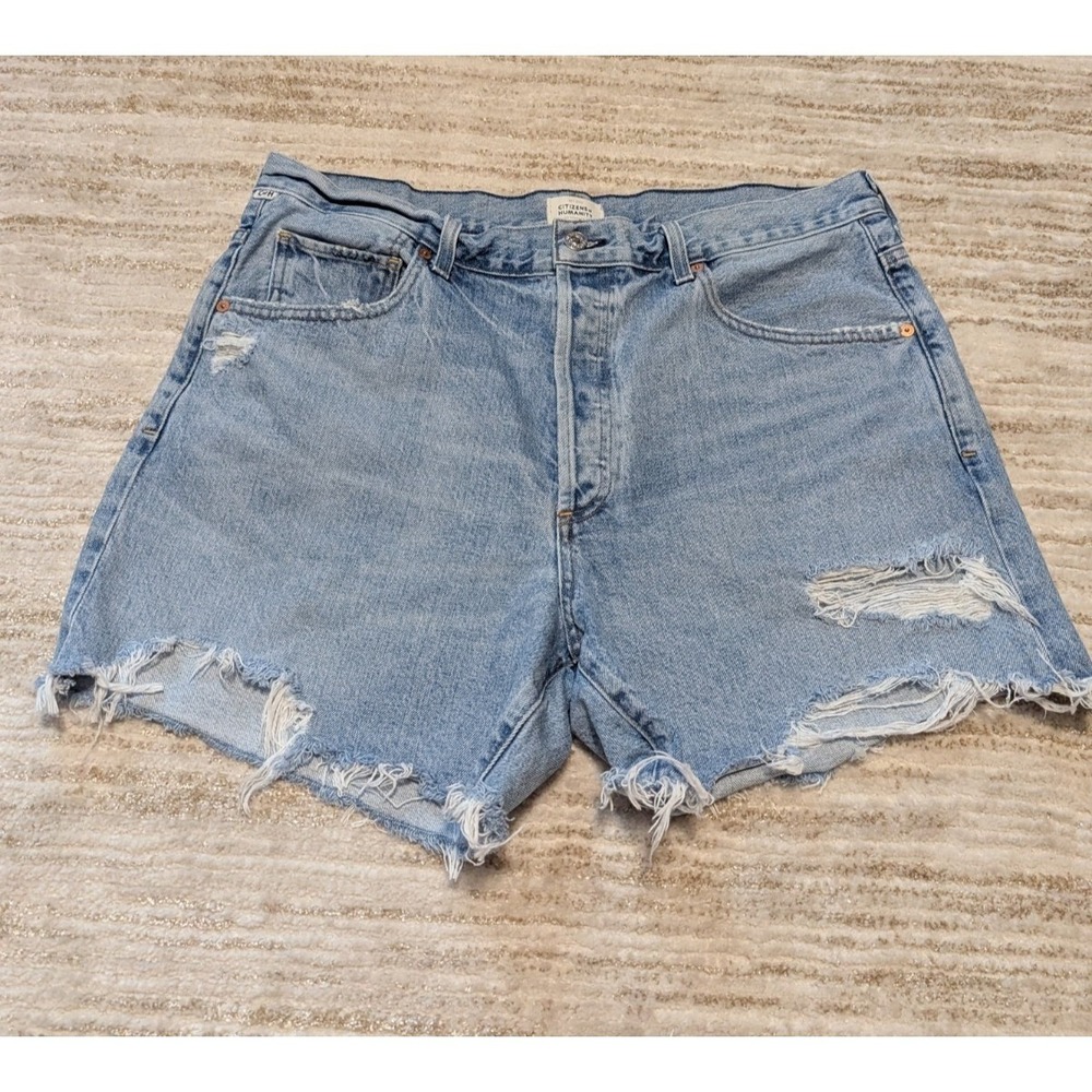 Citizens of Humanity Denim Cut Off Elle Shorts Womens Sz 32 Distressed Blue Jean